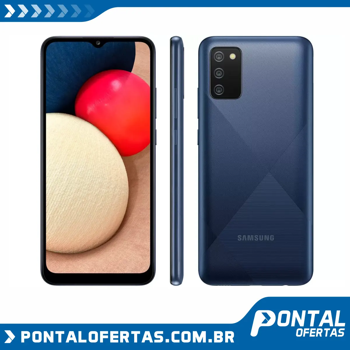 Smartphone Samsung Galaxy A02s 32GB Azul 4G - Octa-Core 3GB RAM 6,5” Câm. Tripla + Selfie 5MP Smartphone Samsung Galaxy A02s 32GB Azul 4G - Octa-Core 3GB RAM 6,5” Câm. Tripla + Selfie 5MP