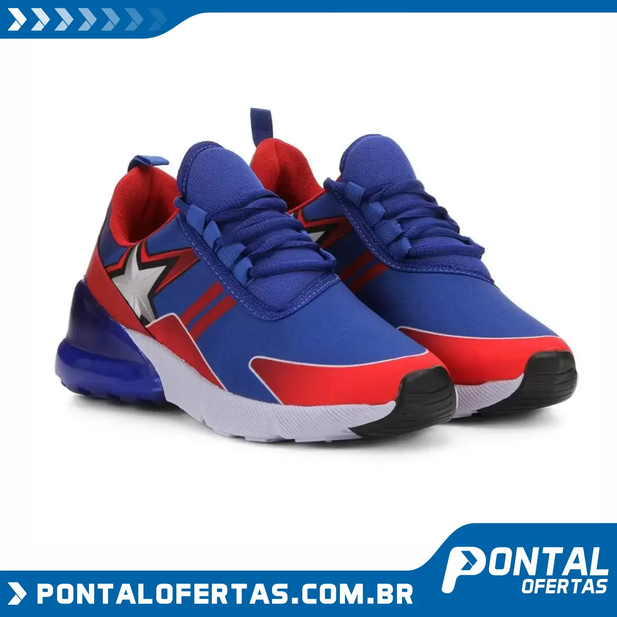 Tênis Infantil Marvel Bolha De Ar Capitão America Masculino Tênis Infantil Marvel Bolha De Ar Capitão America Masculino