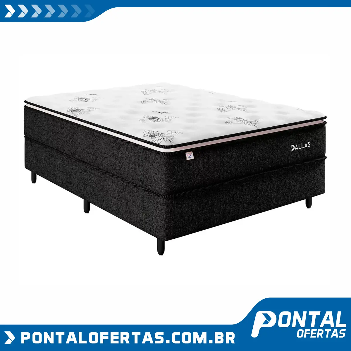 Cama Box Casal (Box + Colchão) Plumatex - Molas Ensacadas 53cm de Altura Dallas Cama Box Casal (Box + Colchão) Plumatex - Molas Ensacadas 53cm de Altura Dallas