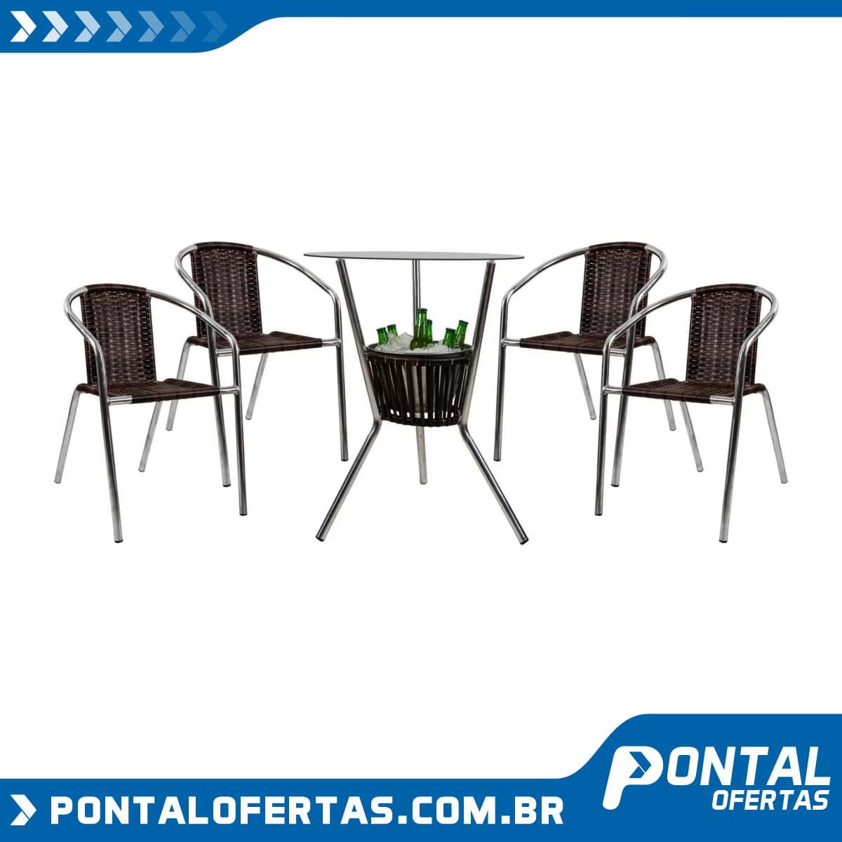 Conjunto de Mesa para Área Externa de Fibra - com 4 Cadeiras Alegro Móveis CJMB40199 Conjunto de Mesa para Área Externa de Fibra - com 4 Cadeiras Alegro Móveis CJMB40199
