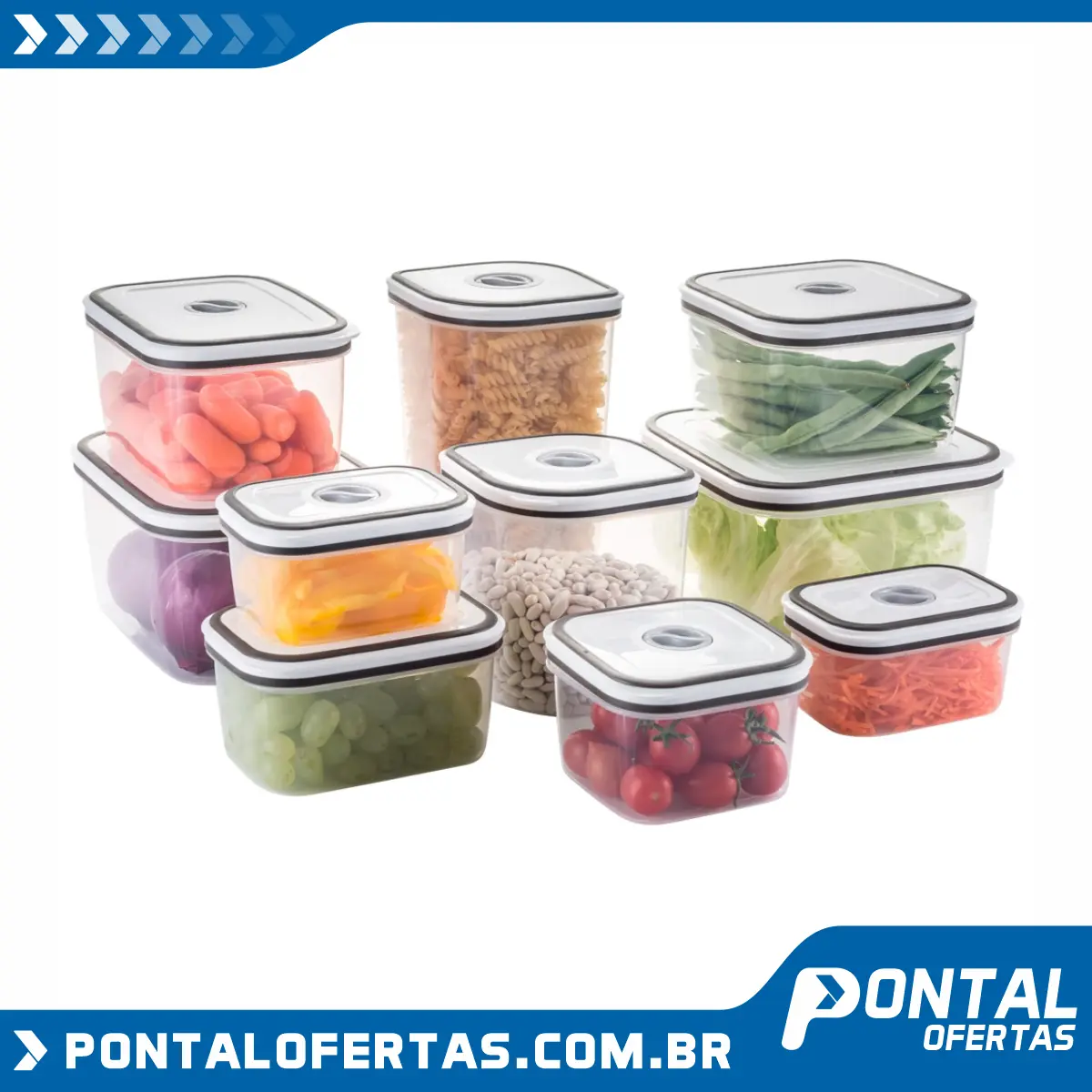 Conjunto de Potes Herméticos para Cozinha com Tampa 10 Peças - Electrolux Conjunto de Potes Herméticos para Cozinha com Tampa 10 Peças - Electrolux