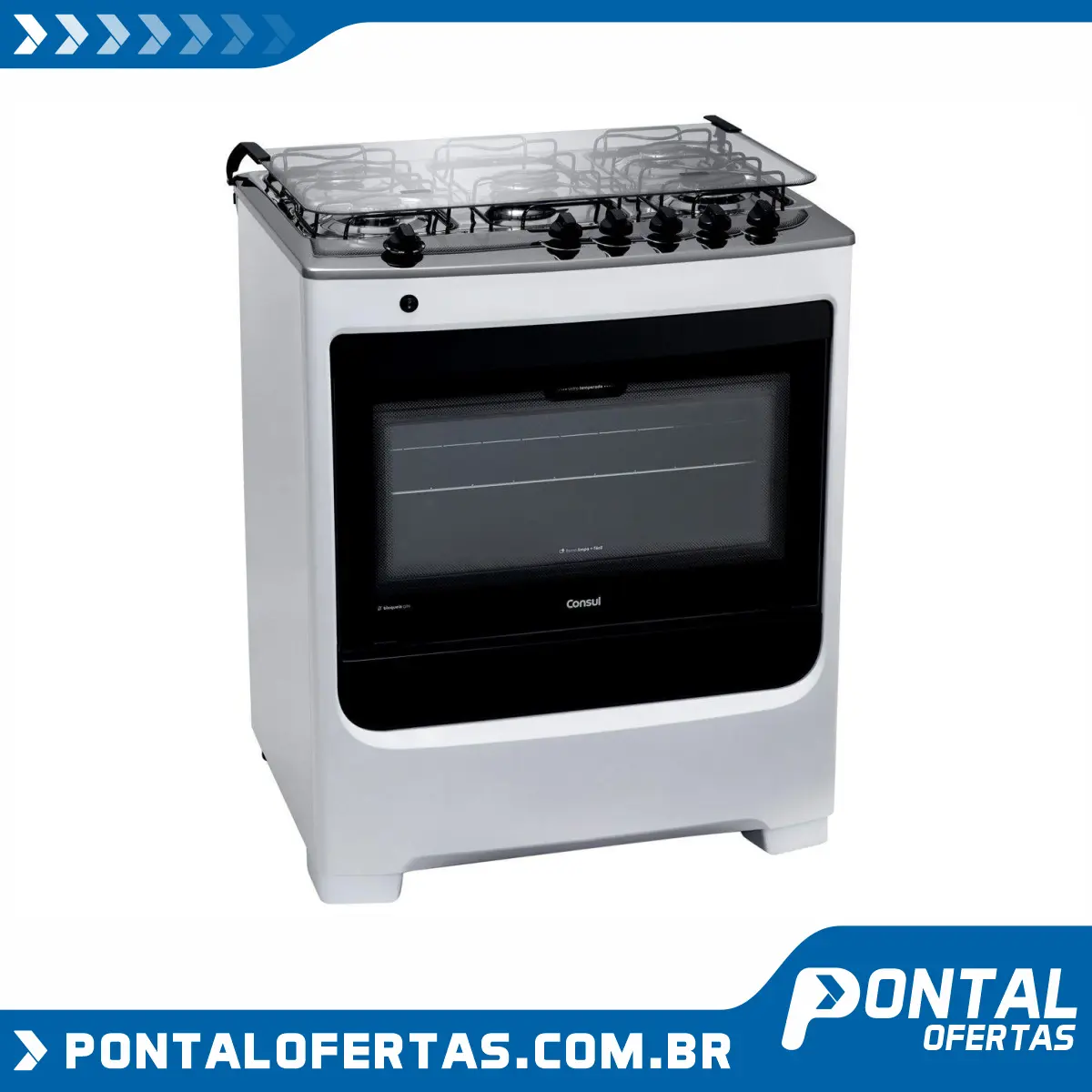 Fogão 5 Bocas Consul CFS5 VAR - Acendimento Automático Inox Fogão 5 Bocas Consul CFS5 VAR - Acendimento Automático Inox