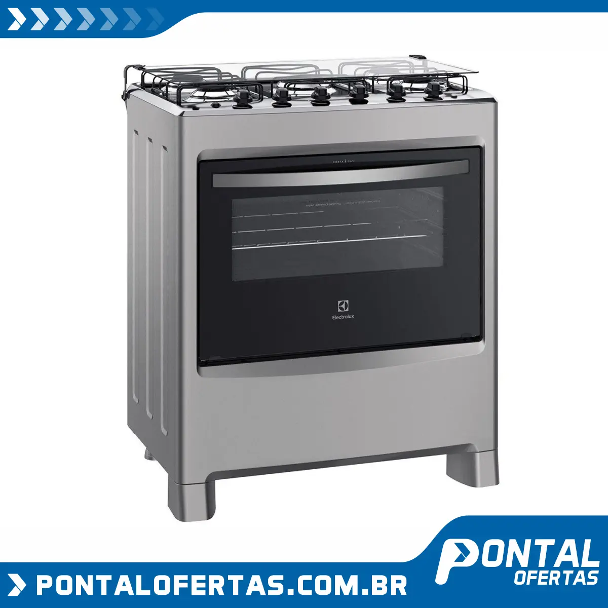 Fogão 5 Bocas Electrolux Prata - Acendimento Automático 76LSU Fogão 5 Bocas Electrolux Prata - Acendimento Automático 76LSU