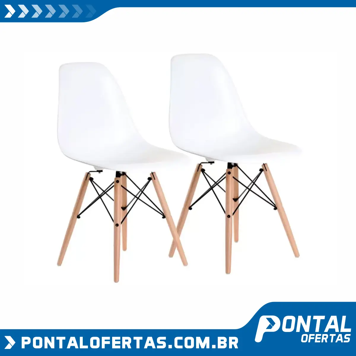 Jogo de Cadeiras Pé Palito Assento Branco Nell - EAM-BR1 Jogo de Cadeiras Pé Palito Assento Branco Nell - EAM-BR1