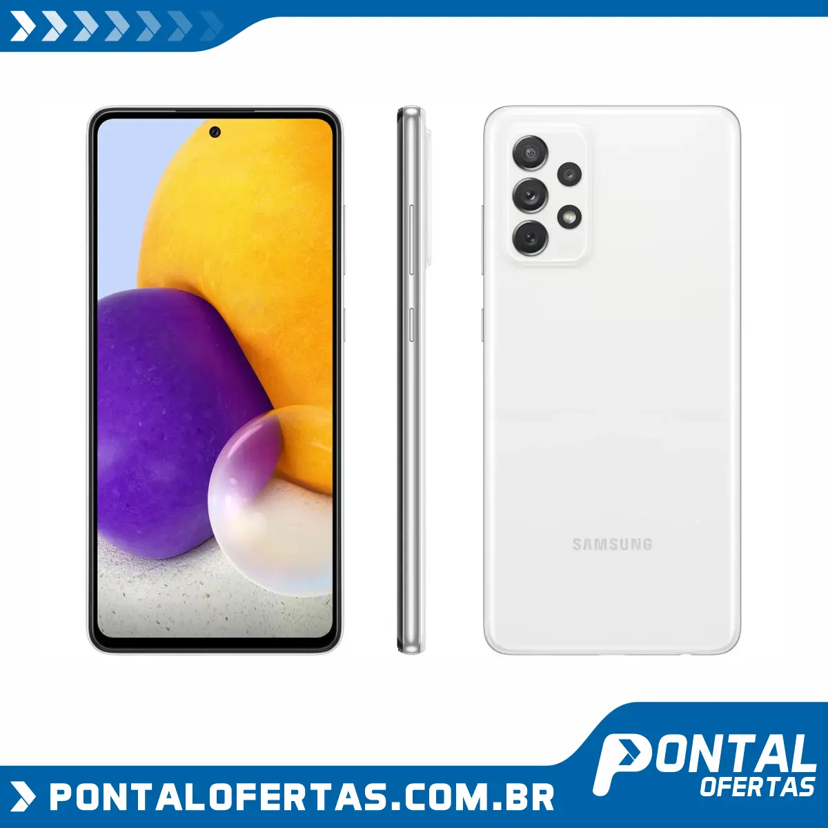 Smartphone Samsung Galaxy A72 128GB Branco 4G - 6GB RAM Tela 6,7” Câm. Quádrupla + Selfie 32MP Smartphone Samsung Galaxy A72 128GB Branco 4G - 6GB RAM Tela 6,7” Câm. Quádrupla + Selfie 32MP