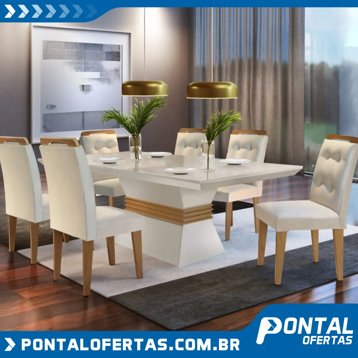 Conjunto Sala de Jantar 6 Cadeiras Dream Espresso Moveis Veludo Creme/Off White/Imbuia Conjunto Sala de Jantar 6 Cadeiras Dream Espresso Moveis Veludo Creme/Off White/Imbuia