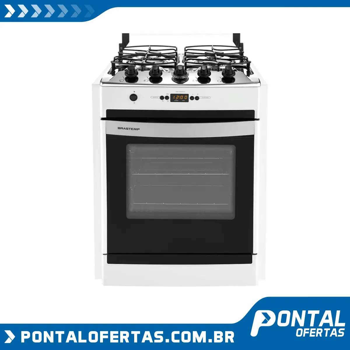 Fogão Brastemp 4 bocas embutir Branco com timer digital Fogão Brastemp 4 bocas embutir Branco com timer digital