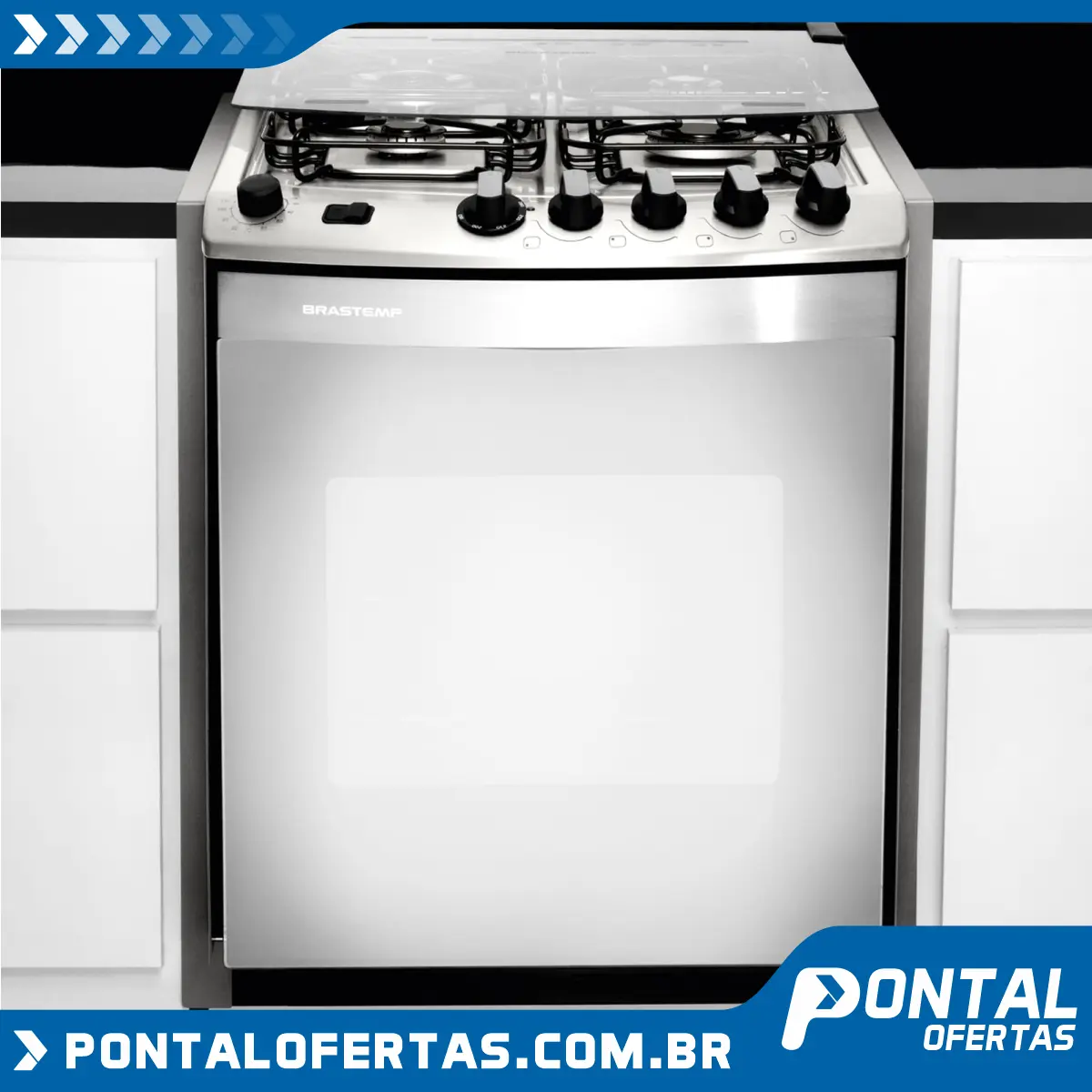 Fogão Brastemp 4 bocas embutir cor Inox com dupla chama e grill Fogão Brastemp 4 bocas embutir cor Inox com dupla chama e grill
