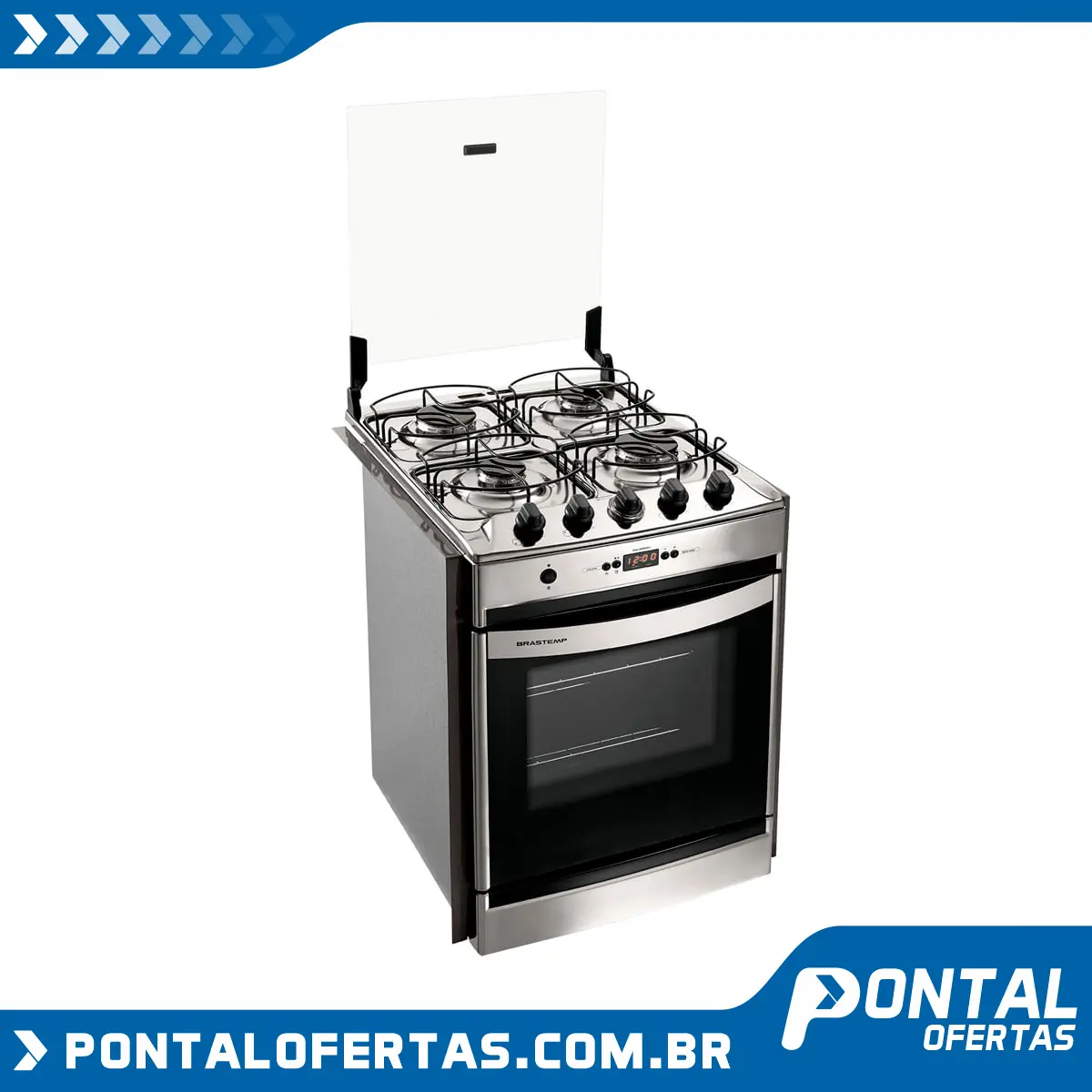 Fogão Brastemp 4 bocas embutir cor Inox com timer digital Fogão Brastemp 4 bocas embutir cor Inox com timer digital