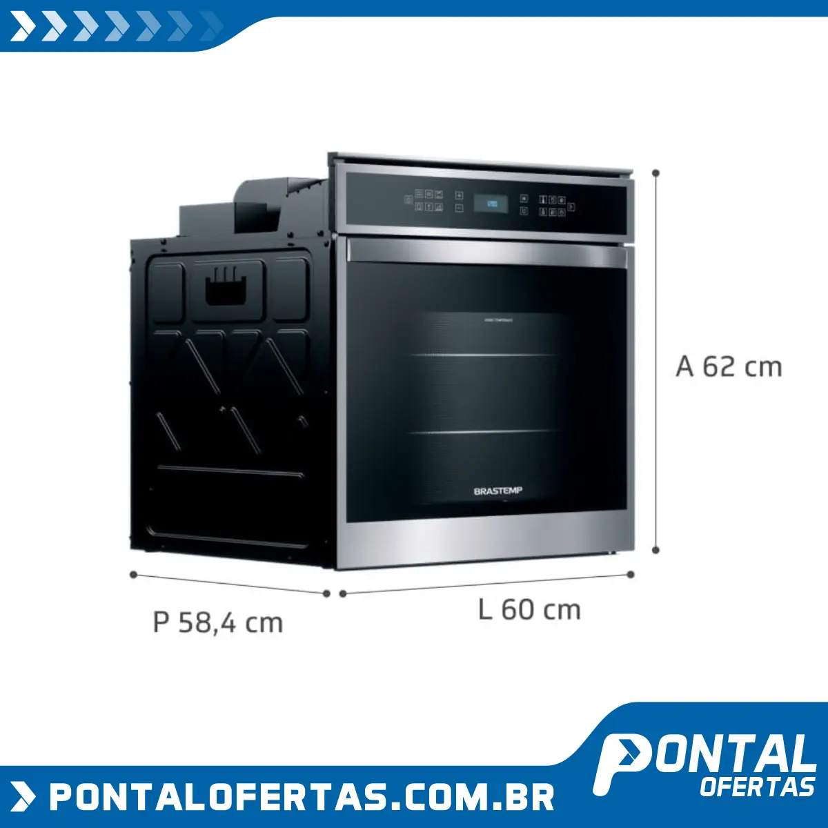 Forno de Embutir Elétrico Brastemp 84 Litros Cor Inox com Convecção e Termômetro Meat Control Forno de Embutir Elétrico Brastemp 84 Litros Cor Inox com Convecção e Termômetro Meat Control